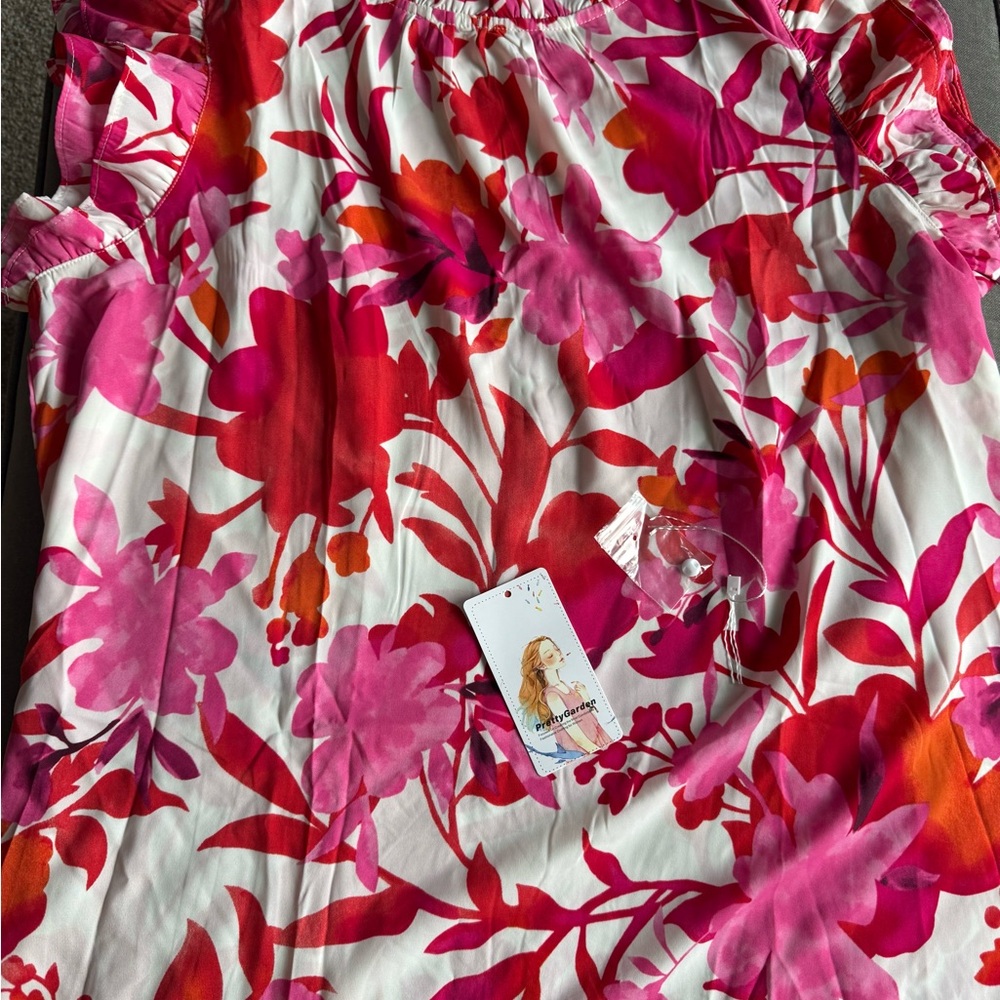 Floral Pink and Red Dress